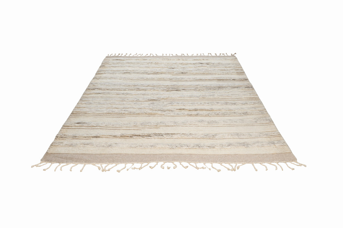 Moroccan Ivory Wool Rug – 100% New Zealand Wool | Handwoven Textured Moroccan Area Rug