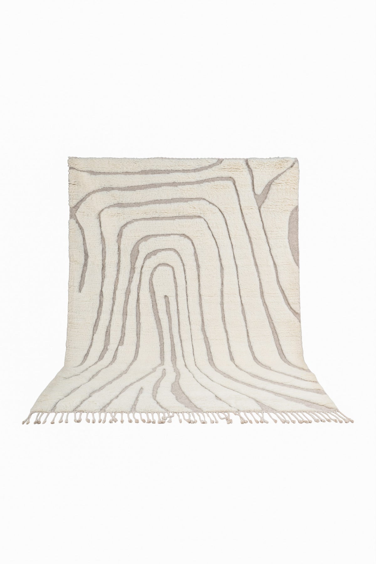 Moroccan Ivory Wool Rug – 100% New Zealand Wool | Handwoven Abstract Line Pattern Rug