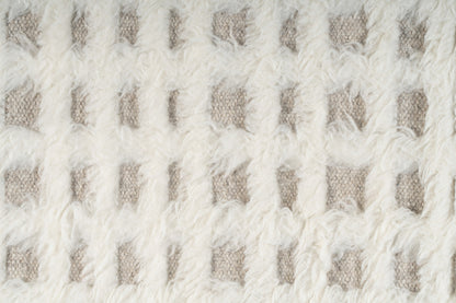 Moroccan Ivory Wool Rug – 100% New Zealand Wool | Handwoven Abstract Line Pattern Rug