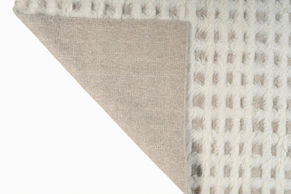 Moroccan Ivory Wool Rug – 100% New Zealand Wool | Handwoven Abstract Line Pattern Rug