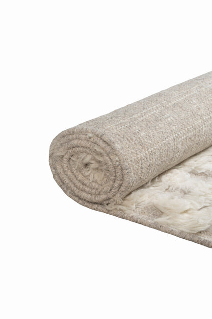 Moroccan Ivory Wool Rug – 100% New Zealand Wool | Handwoven Abstract Line Pattern Rug