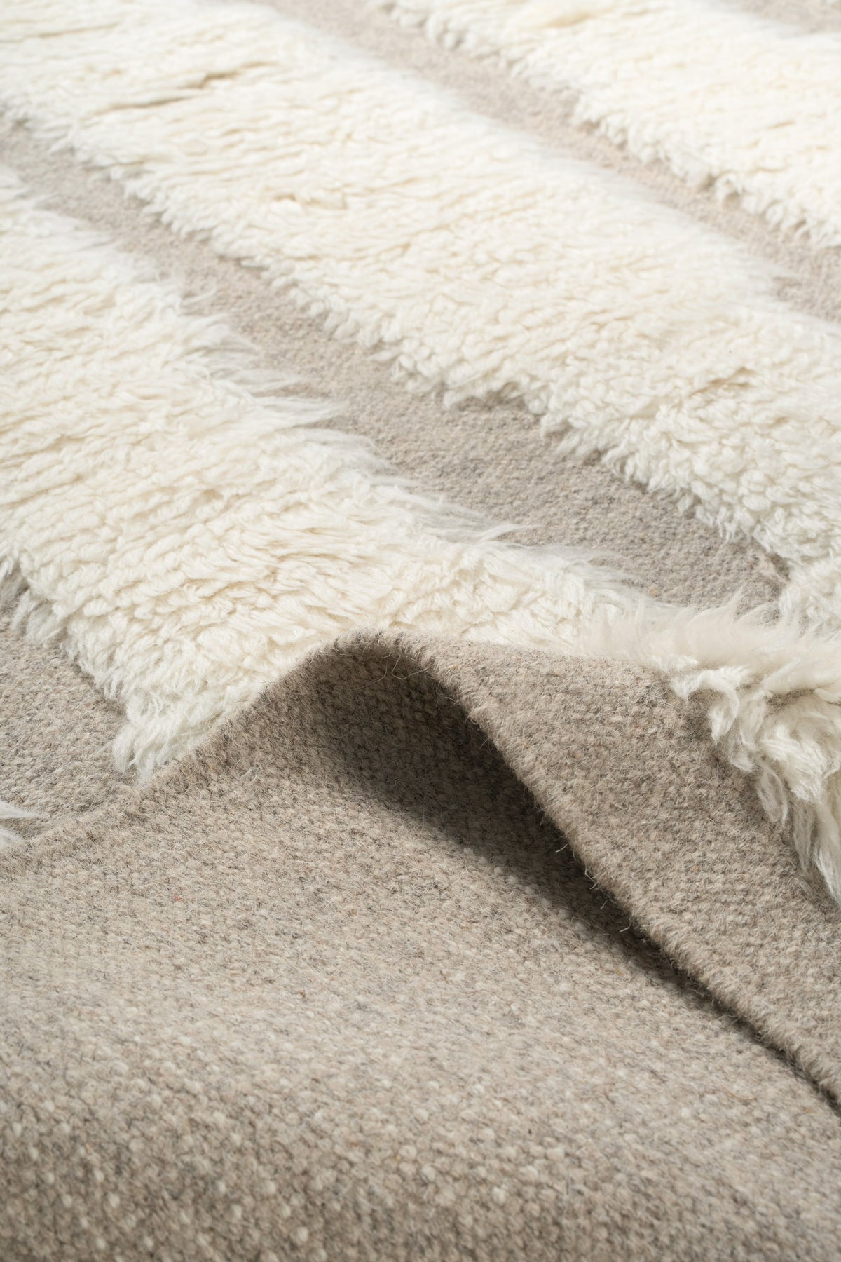 Moroccan Ivory & Beige Wool Rug – Textured Handwoven Area Rug with Fringe | Luxury Moroccan Rug