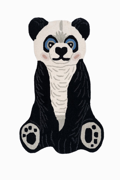 Hand Tufted Panda Wool Rug | Kids Animal Area Rug | Handmade Wool Carpet | Nursery & Playroom Decor