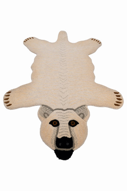Hand Tufted Bear Rug – Animal Shaped Wool Rug for Kids Room, Nursery & Modern Décor | 2 × 3 Feet
