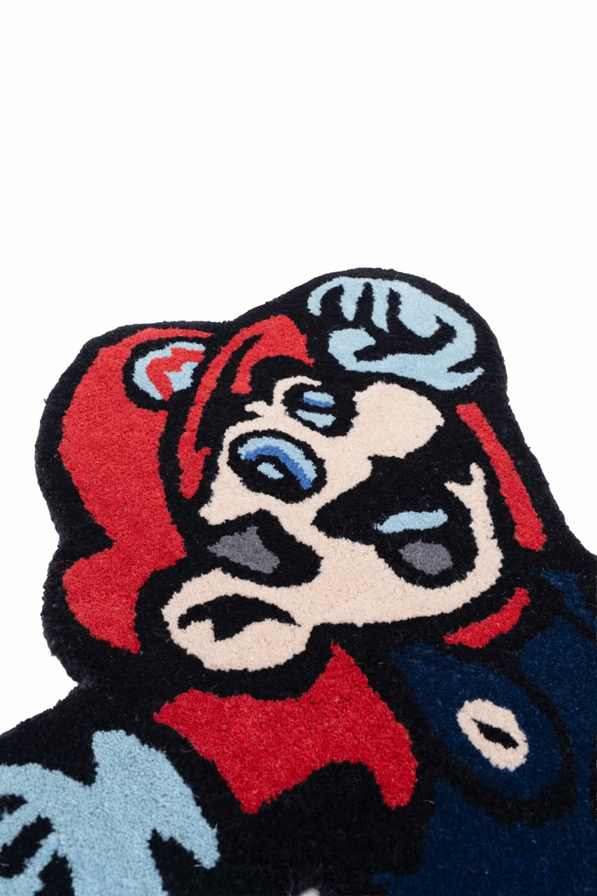 Hand Tufted Cartoon Character Rug – Red, Black & Blue Wool Rug for Kids Room, Playroom & Gaming Décor | 2 × 3 Feet