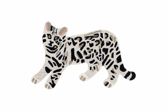 Hand Tufted Tiger Rug – Black & Ivory Animal Shaped Wool Rug for Kids Room, Nursery & Modern Décor | 2 × 3 Feet
