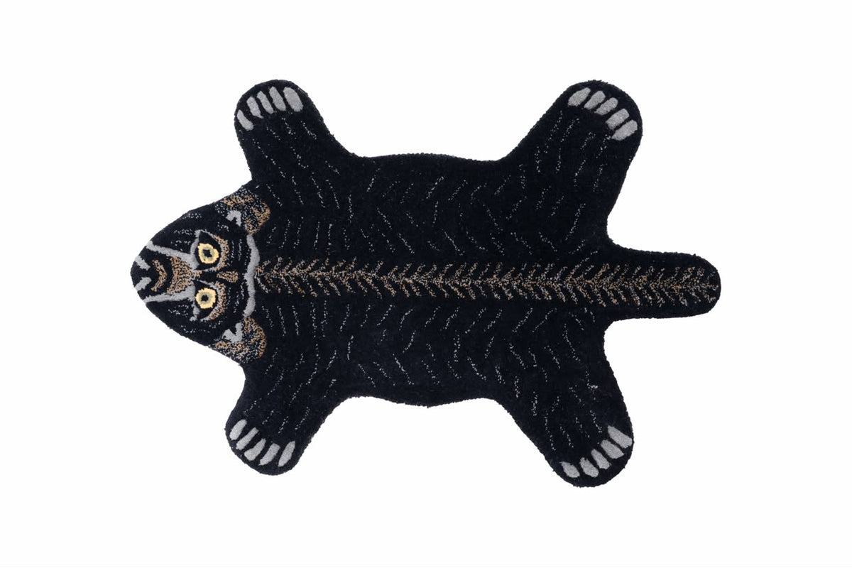 Hand Tufted Black Cat Rug – Cute Animal Shaped Wool Rug for Kids Room, Bedroom & Nursery Décor | 2 × 3 Feet