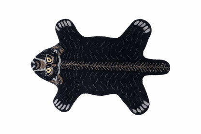 Hand Tufted Black Cat Rug – Cute Animal Shaped Wool Rug for Kids Room, Bedroom & Nursery Décor | 2 × 3 Feet