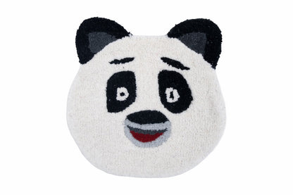 Hand Tufted Panda Face Rug – Cute Black & White Animal Shaped Wool Rug for Kids Room, Nursery & Playroom Décor | 1.3 × 1.2 Feet