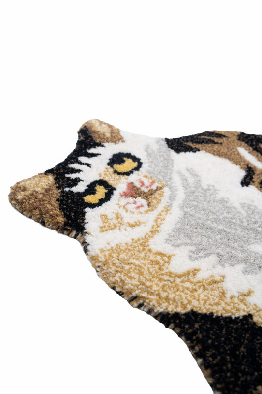 Hand Tufted Cat Rug – Cute Sitting Cat Animal Shaped Wool Rug for Kids Room, Nursery & Bedroom Décor | 1 × 1 Feet