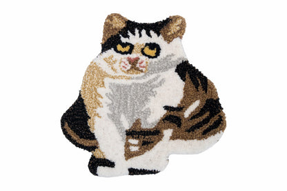 Hand Tufted Cat Rug – Cute Sitting Cat Animal Shaped Wool Rug for Kids Room, Nursery & Bedroom Décor | 1 × 1 Feet