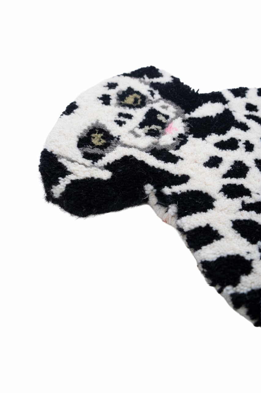 Hand Tufted Dalmatian Dog Rug – Cute Black & White Dog Shaped Wool Rug for Kids Room, Nursery & Bedroom Décor | 1 × 1 Feet