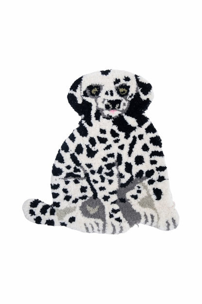 Hand Tufted Dalmatian Dog Rug – Cute Black & White Dog Shaped Wool Rug for Kids Room, Nursery & Bedroom Décor | 1 × 1 Feet