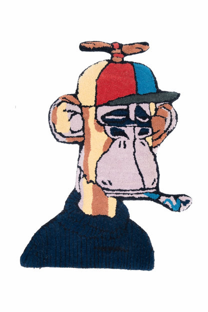 Hand Tufted Cartoon Monkey Rug – Playful Monkey Shaped Wool Rug for Kids Room, Nursery & Playroom Décor | 2 × 2.8 Feet